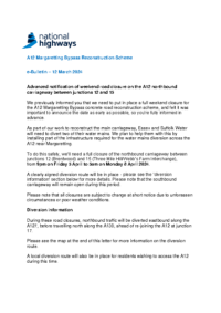 April 2024 weekend closures – e Bulletin – A12 Margaretting