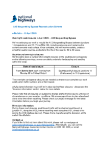 eBulletin Margaretting By-pass Closures April_