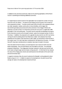 Response to Warren Farm 18 November 2024