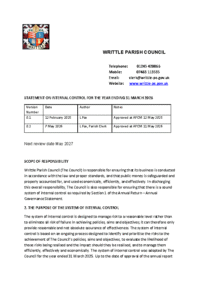 Model Statement of Internal Controls