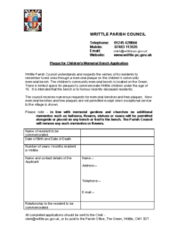 Children’s Memorial Plaque Application
